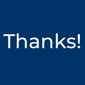 Blue square with text "Thanks!"